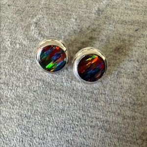 Multicolor Silver Stud Earrings